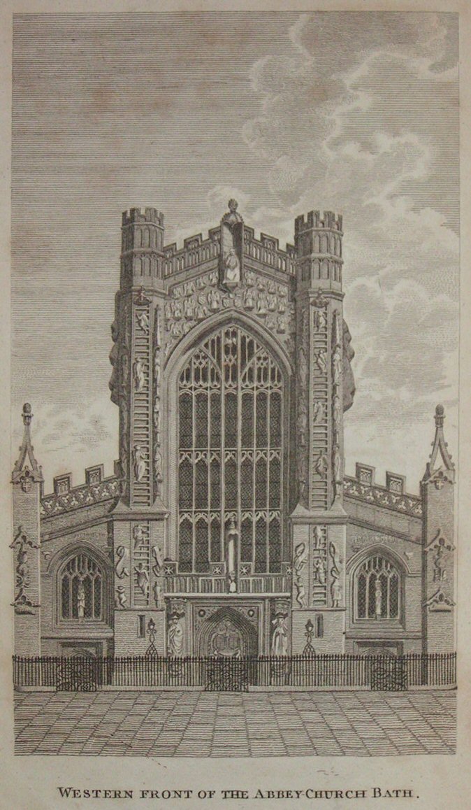 Print - Western front of the Abbey Church,  Bath